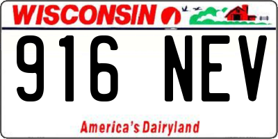 WI license plate 916NEV