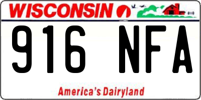 WI license plate 916NFA