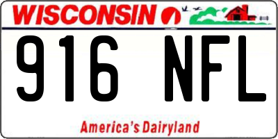 WI license plate 916NFL