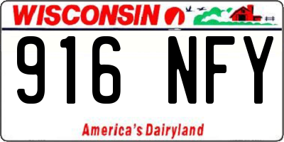 WI license plate 916NFY