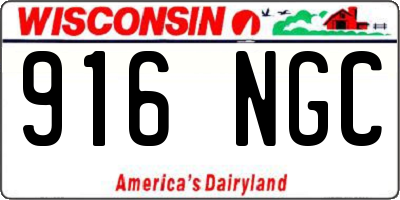WI license plate 916NGC
