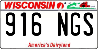 WI license plate 916NGS