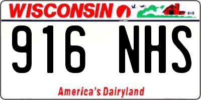 WI license plate 916NHS