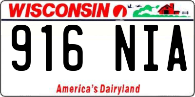 WI license plate 916NIA