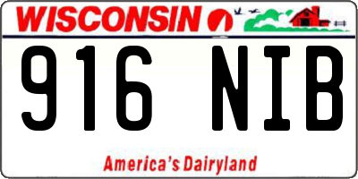 WI license plate 916NIB