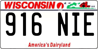 WI license plate 916NIE