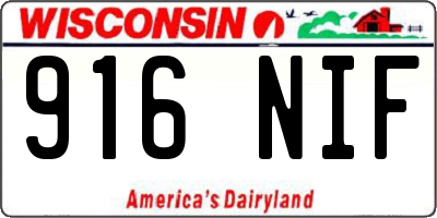 WI license plate 916NIF