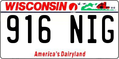 WI license plate 916NIG