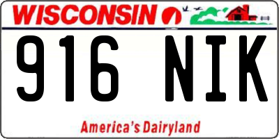 WI license plate 916NIK