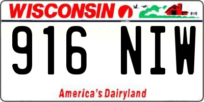 WI license plate 916NIW