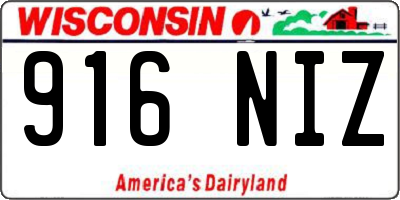 WI license plate 916NIZ
