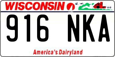 WI license plate 916NKA