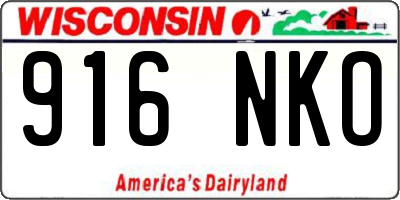 WI license plate 916NKO