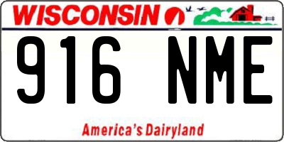 WI license plate 916NME
