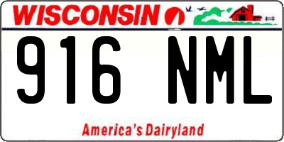 WI license plate 916NML