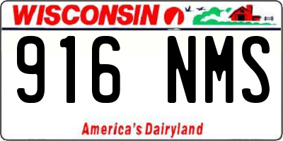 WI license plate 916NMS