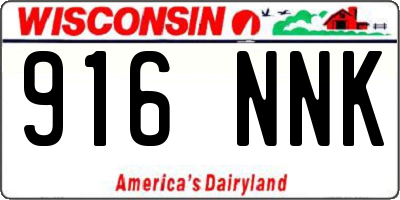 WI license plate 916NNK