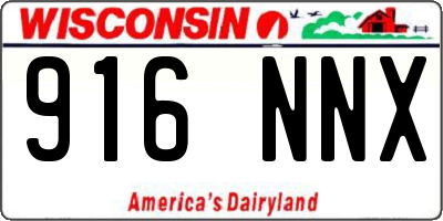 WI license plate 916NNX