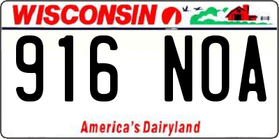 WI license plate 916NOA
