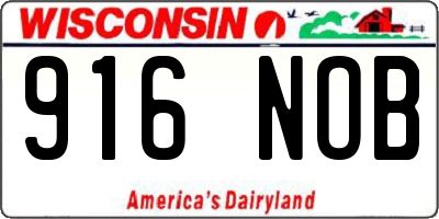 WI license plate 916NOB