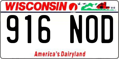 WI license plate 916NOD