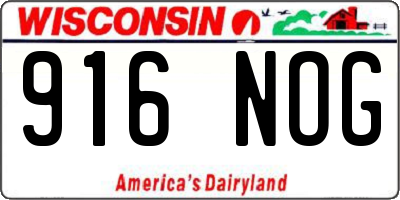 WI license plate 916NOG