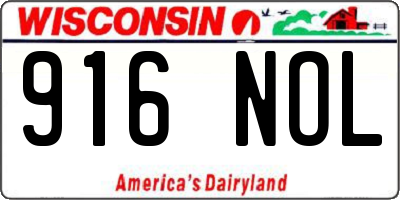 WI license plate 916NOL