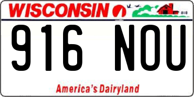 WI license plate 916NOU