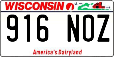 WI license plate 916NOZ