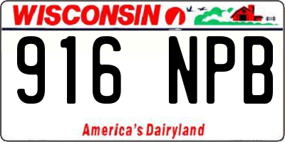 WI license plate 916NPB