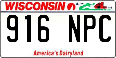 WI license plate 916NPC