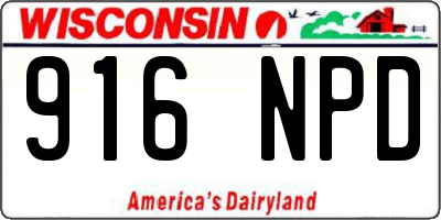 WI license plate 916NPD
