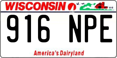WI license plate 916NPE