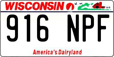 WI license plate 916NPF