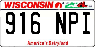 WI license plate 916NPI