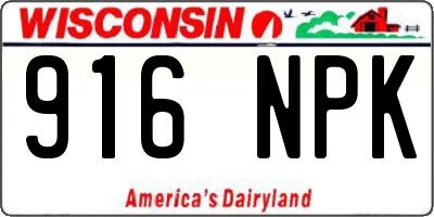 WI license plate 916NPK