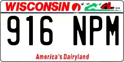 WI license plate 916NPM