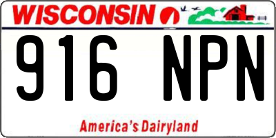 WI license plate 916NPN