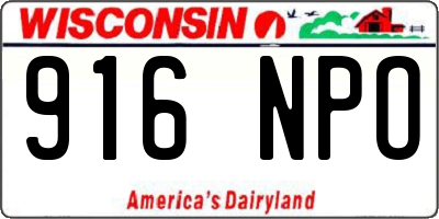 WI license plate 916NPO