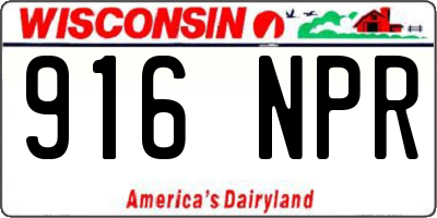 WI license plate 916NPR