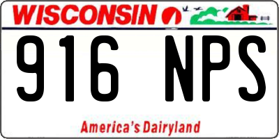WI license plate 916NPS