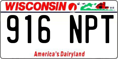 WI license plate 916NPT