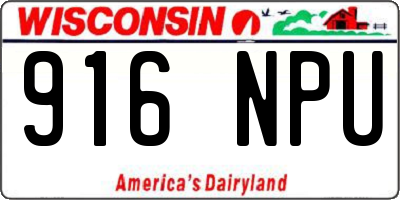 WI license plate 916NPU