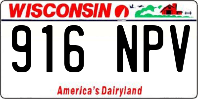 WI license plate 916NPV