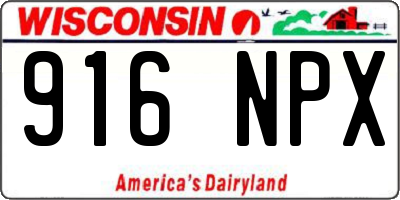 WI license plate 916NPX