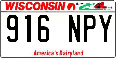 WI license plate 916NPY