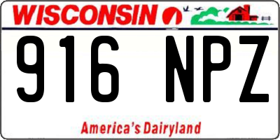 WI license plate 916NPZ