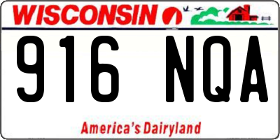 WI license plate 916NQA