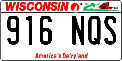 WI license plate 916NQS