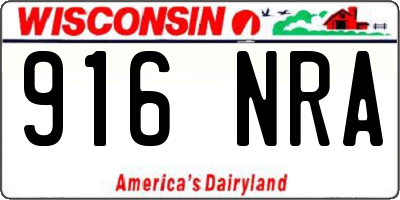 WI license plate 916NRA